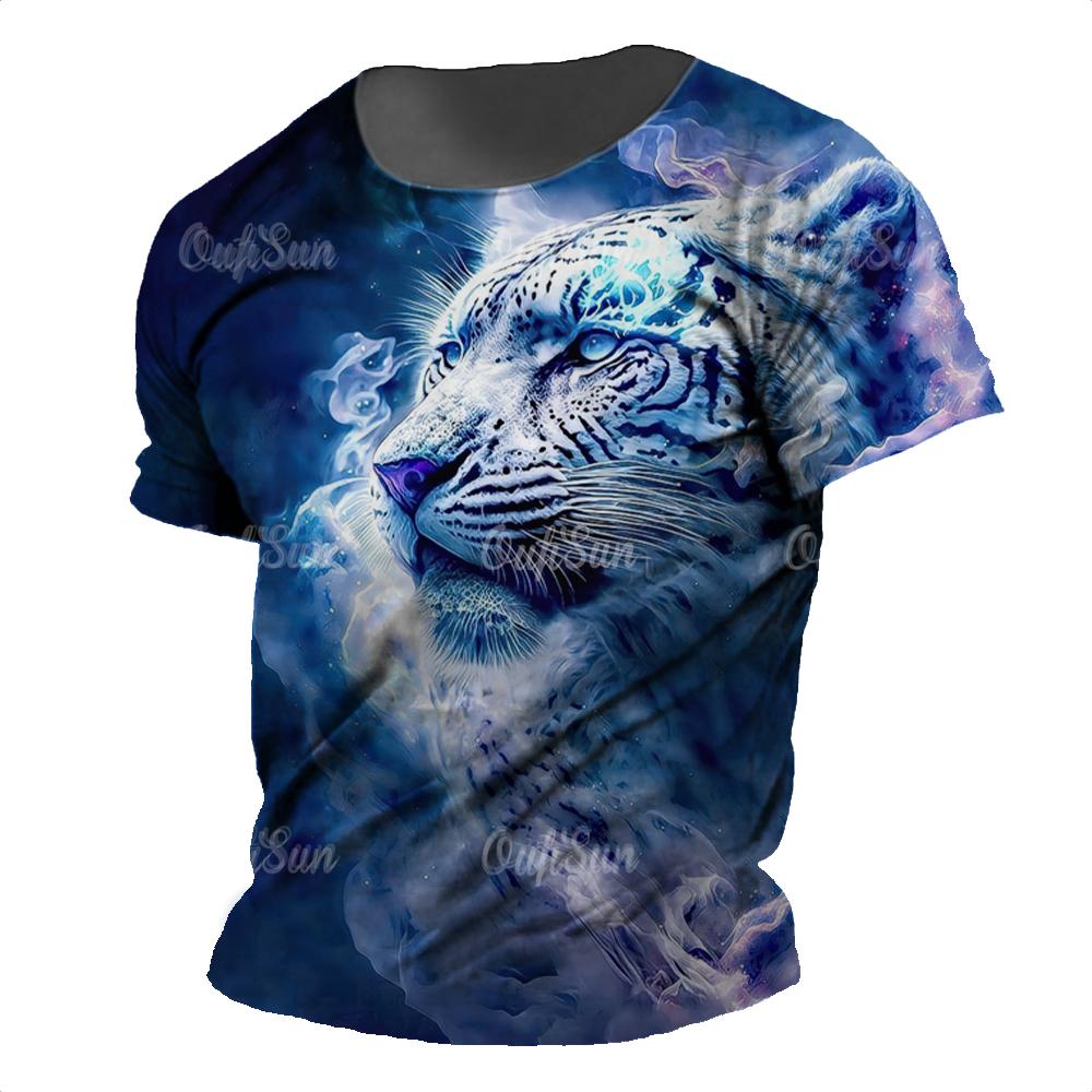 Men's T-Shirt 3d Animal Print Short-Sleeved O-Neck Top 3d Casual Street Men's T-Shirt Oversized Retro T-Shirt Men's Clothing