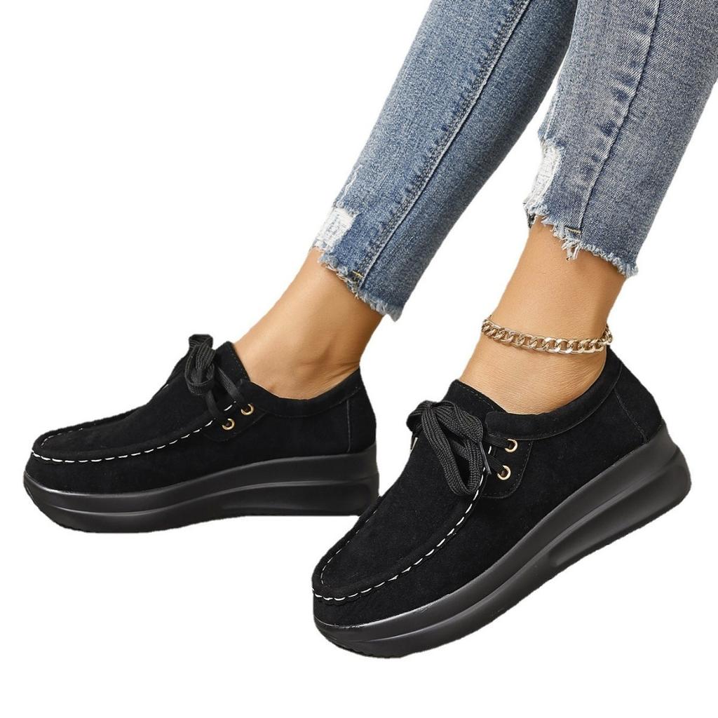 Foreign Trade Large Size 2025 Spring and Summer New Large Size Lace-up European and American Single Shoes Platform Casual Women's Shoes