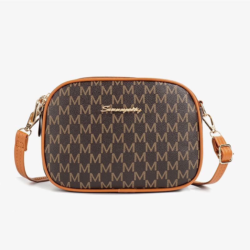 

Трендовая ретро сумка-маленькая квадратная сумка со старым цветочным принтом 2025 модная универсальная женская сумка ромбовидная надпись кроссбоди на плечо сумка для мобильного телефона коричневый