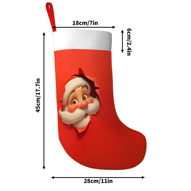 Christmas Decoration Fireplace Hanging Stocking1pc Crack Santa Face Christmas Stocking Suitable for Winter, Sa
