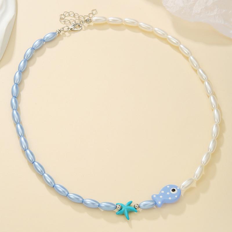 

Bohemian Ocean Style Fish Starfish Pendant Beaded Necklace For Women Men Seaside Vacation Party Accessories Trendy Jewelry Gift A3