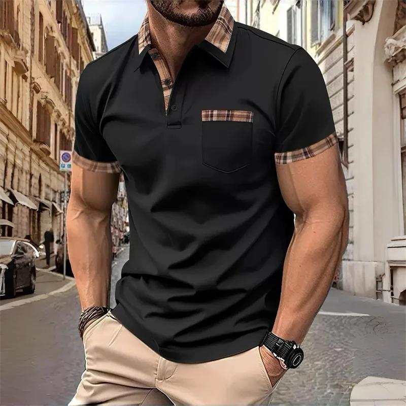 Lässiges gestreiftes Kurzarm-Polohemd, trendy und vielseitig für die tägliche Herrenmode.