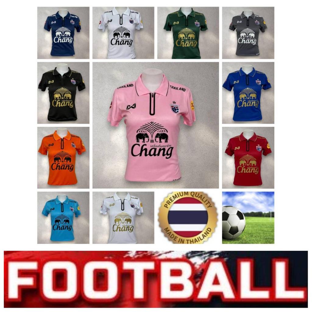 Damen Thailand National Football Soccer Training JERSEY CHEER Fan Print Zip Vintage Retro Quick Dry Polo Shirt Kurzarm Elefanten Logo