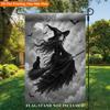 2D Flat, 2D Flat Printing Garden Flag 1pc, Witch Flying In Night Sky Single Sided Polyester Garden Flag, Holiday Yard Banner, for Outdoor Home, Yard D