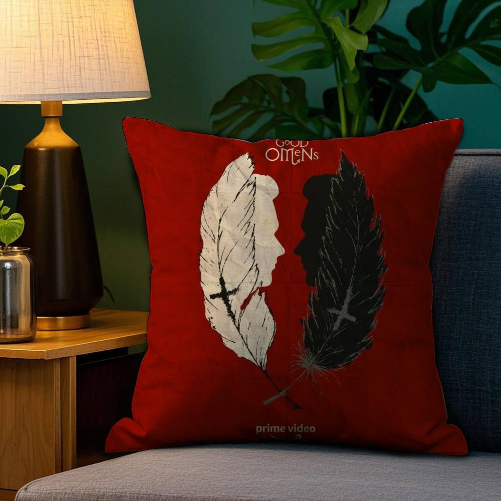 Tv G-Good Omens Pillow Case Sofa Living Room Bedroom Double-Sided Printing Square Cushion Nap Time Pillow Case