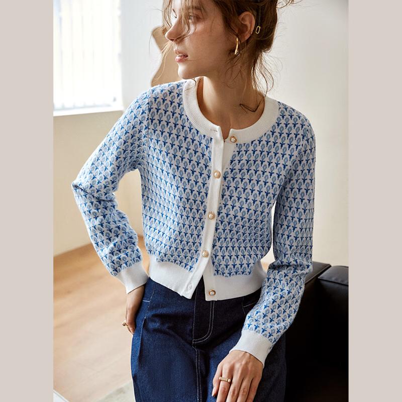 Olrain French Style Light Blue Knit Cardigan