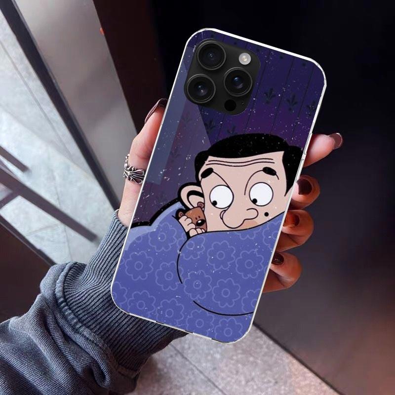 Kreslený kryt na telefon Mr. Bean pro iPhone 17 Air 16 15 Pro Max 14 Plus 13 Mini 12 11 Kryt 7 8 SE Silikonový obal Potisk Fundas 17 Air