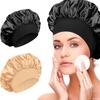 Women Night Sleep Hair Caps Silky Bonnet Satin Double Layer Adjust Head Cover Hat Shower Cap for Curly Hair Styling Accessories