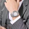 Fashion Luxury Business Square Quartz Watches Classic Stripe Design Dial with Stainless Steel Band Wristwatch for Men
