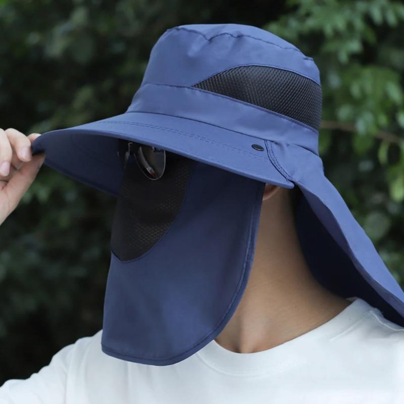 Summer Sun Hats UV Protection Outdoor Hunting Fishing Cap Men's Panama Hat Hiking Camping Bucket Hat Neck Flap Fisherman Hat