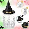 Dekoracja Tortu na Imprezę o Tematyce Wiedźm Srebrna Korona Czarny Kapelusz Wiedźmy Topper na Tort Akcesoria na Imprezę Urodzinową Księżniczki o Tematyce Filmowej