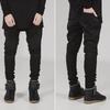Trendy Slim-Fit Biker Jeans – Stylish Motorcycle Pants with Wrinkled Design for Cross-Border Fashion Enthusiasts