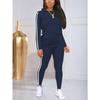 Neues Damen Freizeit-Sportbekleidungsset, einfarbiges langärmliges Oberteil und lange Hose zweiteiliges Set