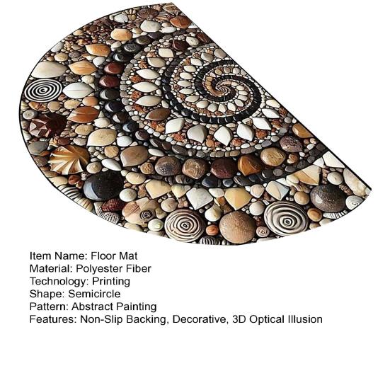 Fußmatte Rutschfest Stabiles Design Farbecht Saugfähig 3D-Illusions-Teppich Halbkreis Wohnzimmer Schlafzimmer Eingang Dekorativer Fußabtreter