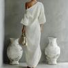 Lässiges unregelmäßiges One-Shoulder-Faulenzerkleid für Damen