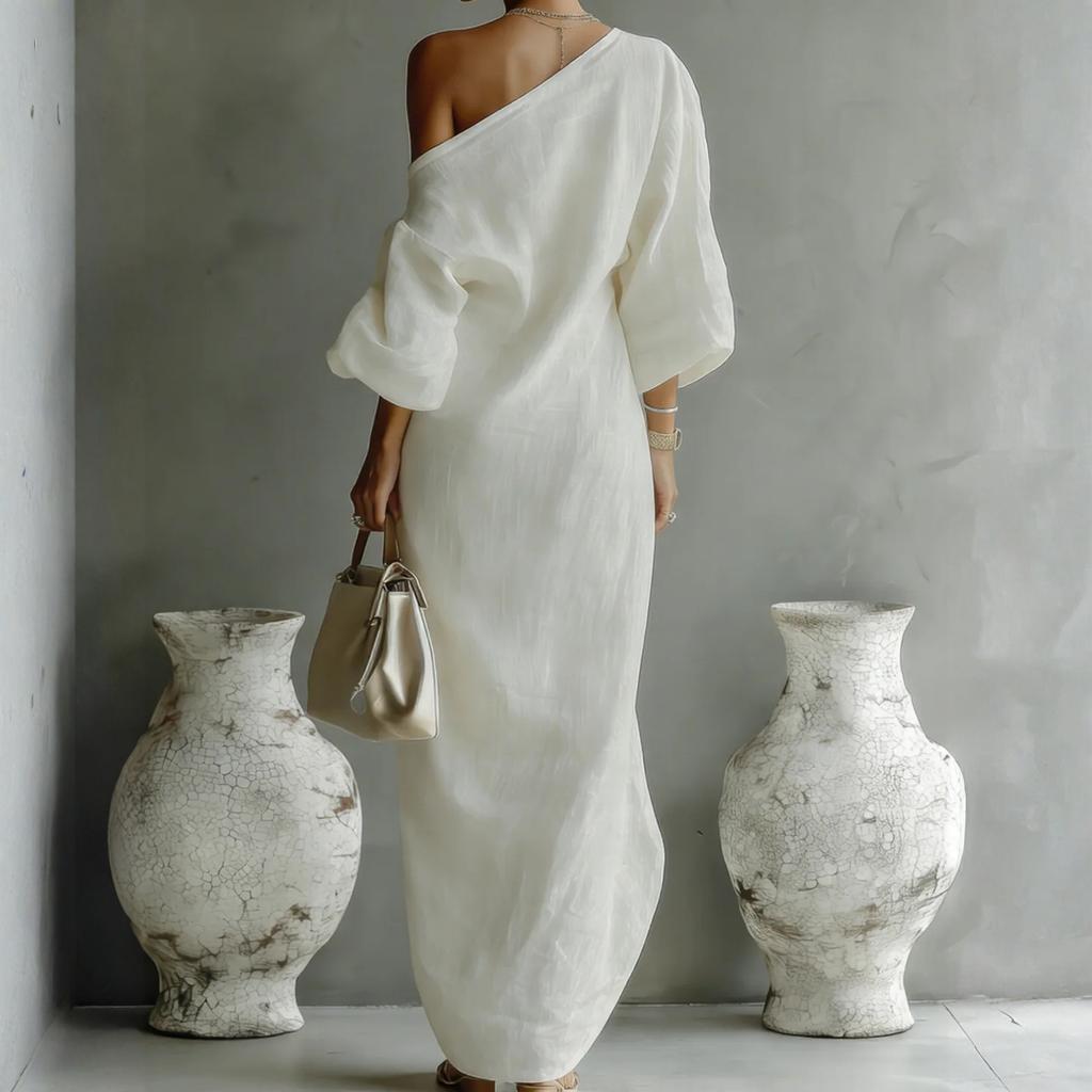 Lässiges unregelmäßiges One-Shoulder-Faulenzerkleid für Damen