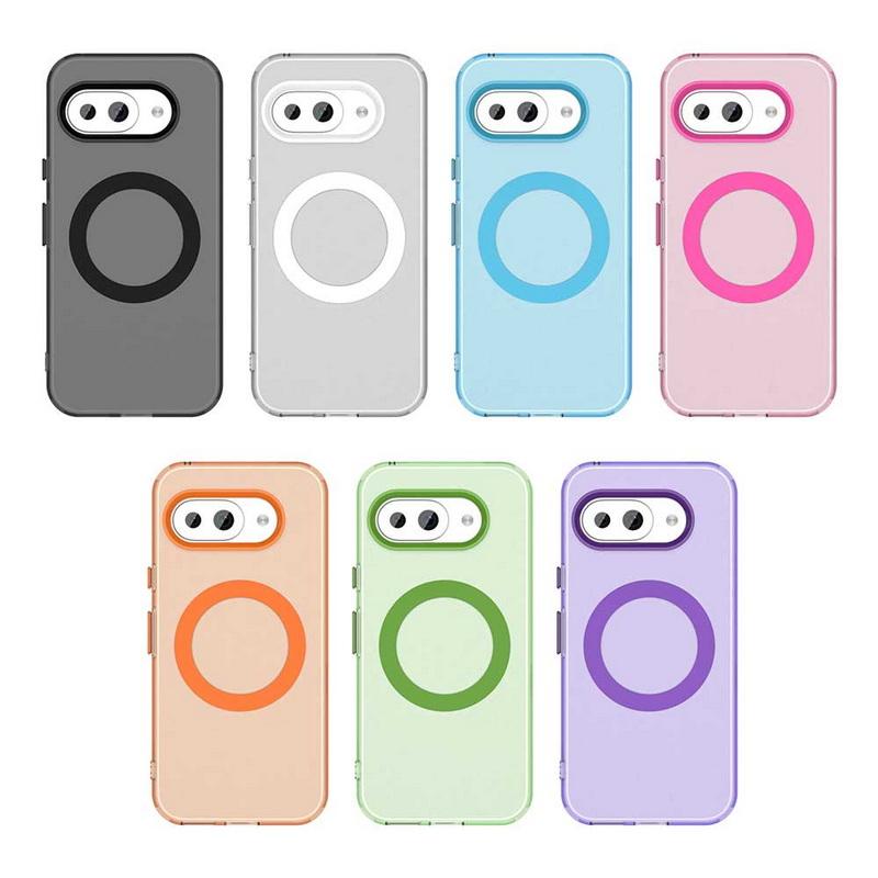 Solid Color Wireless Charge Magnetic Phone Case For Google Pixel 9A 9 Pro XL 8 Pro 8A Shockproof TPU Soft Edge Hybird Matte Hard PC Back Cover