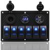 NEW 6 way Rocker Switch + Dual USB Car Charger + Voltmeter car Cigarette Lighter