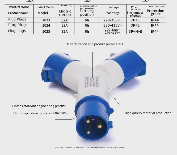 16A/32A Multifunction Waterproof Y-Type Docking Connector Plug & Socket