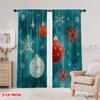 2pcs,2D plane printing Curtain Popular Snowman and Christmas Gifts Versatile Polyester Fabric (without rod) Holiday Use for