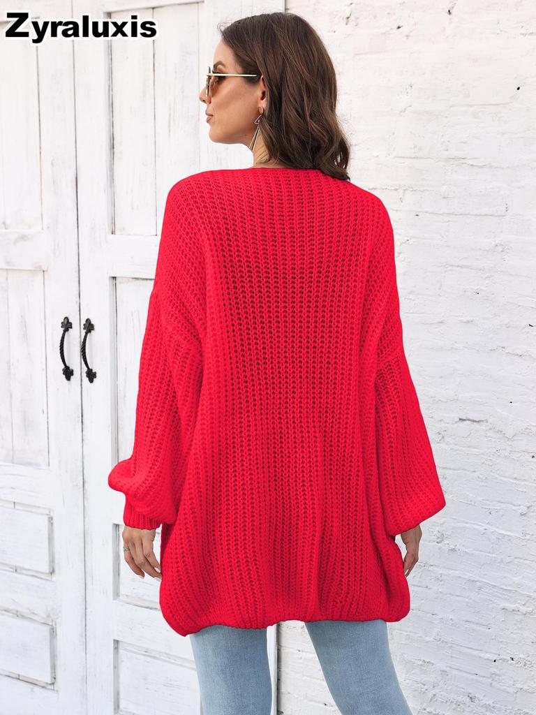 Gilet Cardigan Grosse Maille pour Femme, Nouveautés Automne Style Décontracté Lâche