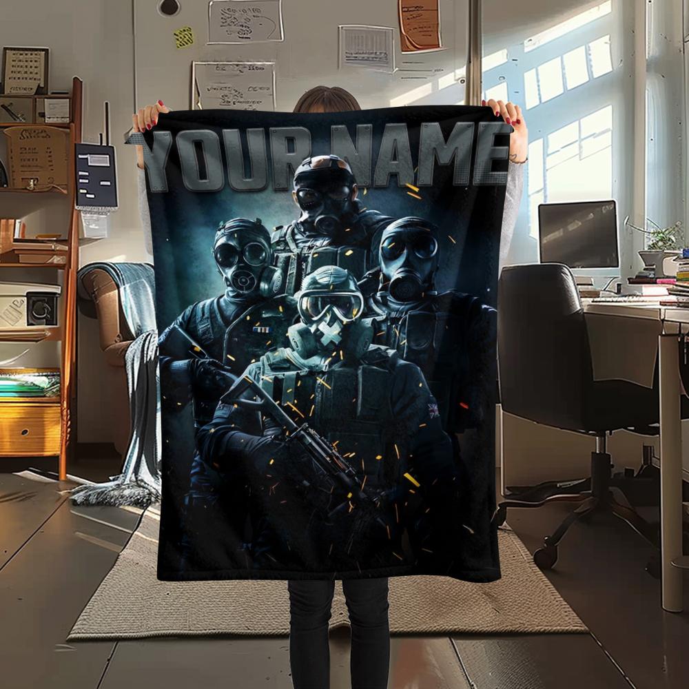 1PC Custom Name Tom Clancy's Rainbow Patterned Flannel Blanket Suitable For All Seasons for Home Decor Warmth and Comfort Gifts Holiday Present_xia