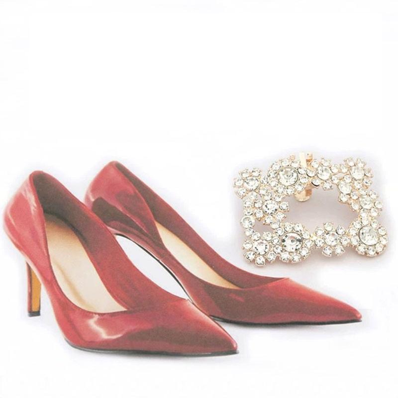 Square Clamp Shoe Clip Bride High Heel Shoe Decorations Shiny Rhinestone Decorative Clips Wedding Charm Buckle for Women