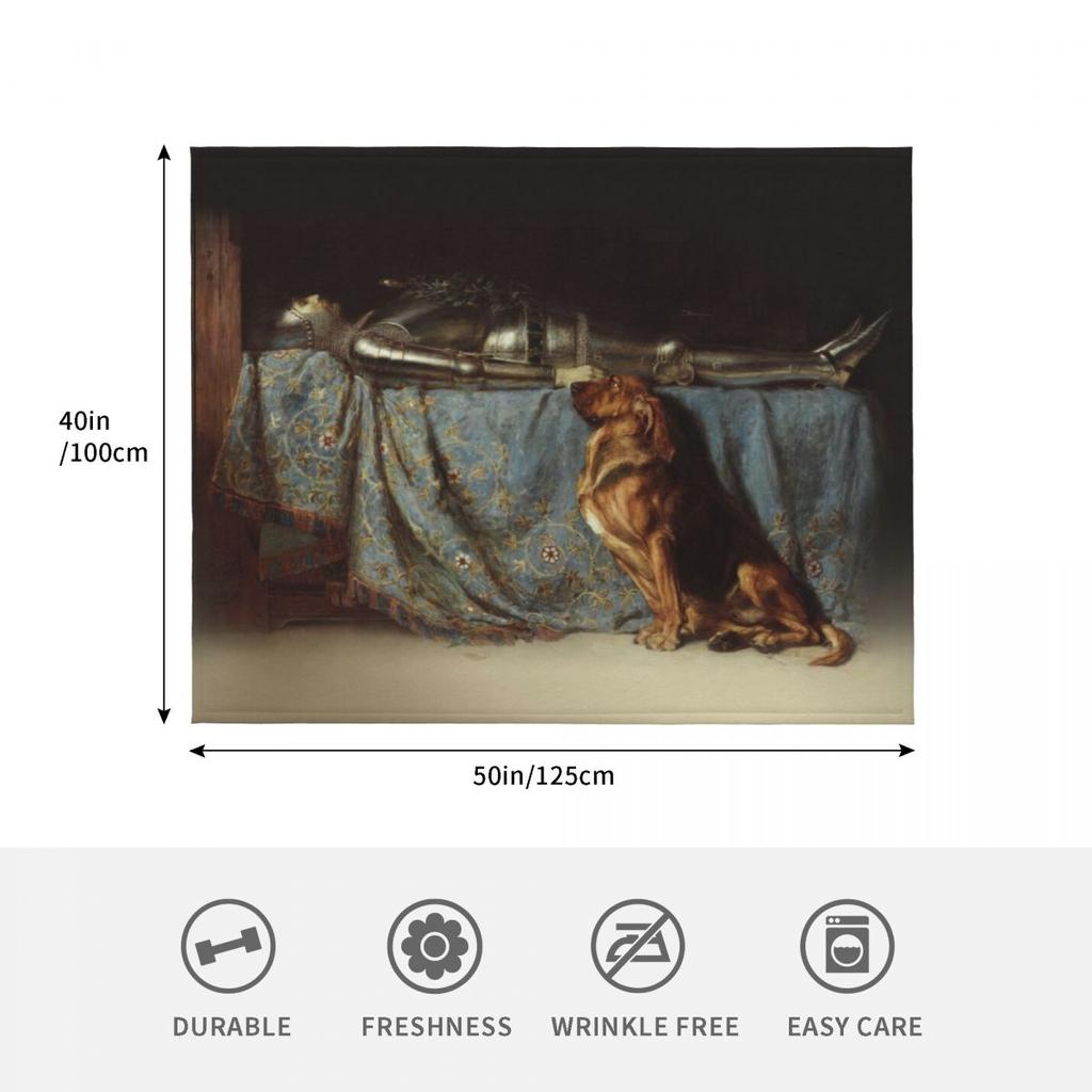 Requiescat Rest Painting By Briton Riviere 1888 The Dog And The Dead Knight Hd Throw Blanket Cute Plaid Stuffeds Blankets