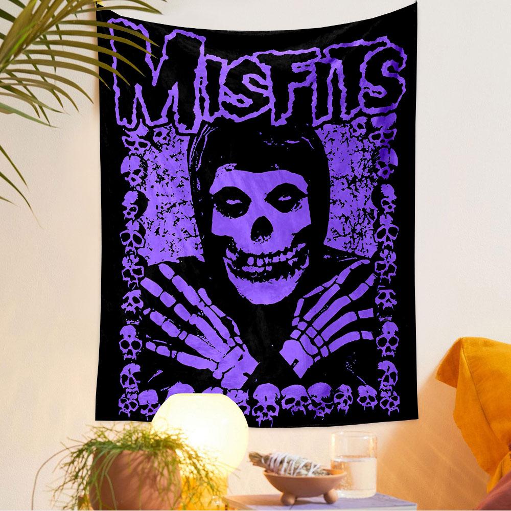 Misfits Tapestry Wall Hanging, Horror Punk Logo, Wall Decor for Bedroom Living Room Dorm