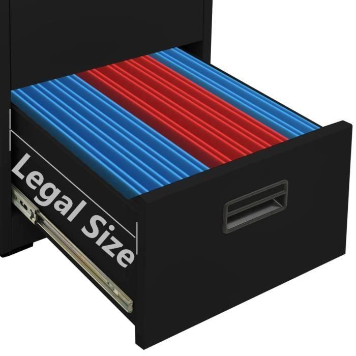 VidaXL Classeur Noir 46x62x102,5 cm Acier