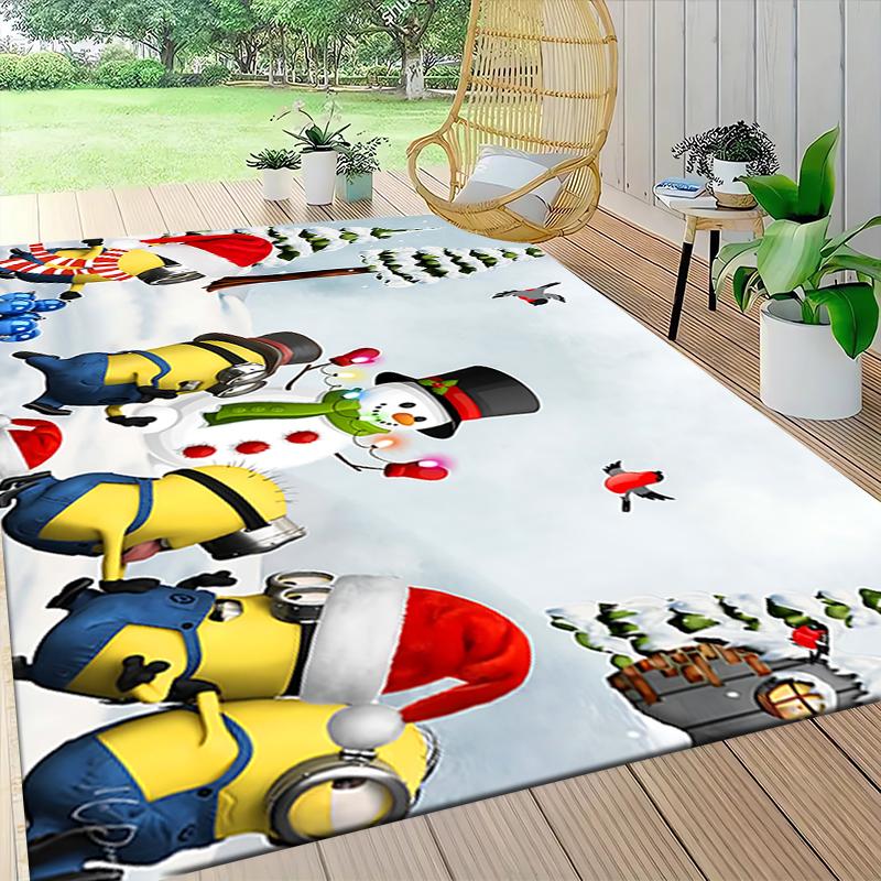 1Pc Christmas Minions Snowscape Carpet Rug Soft Washable Antislip Home Living Room Sofa Mats Personalized Christmas Rug