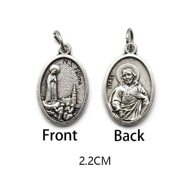 Breloques métalliques réversibles pour colliers, bracelets, accessoires de bricolage, grande médaille ovale de saint pour tout type de chaîne ou de collier, bijoux chrétiens