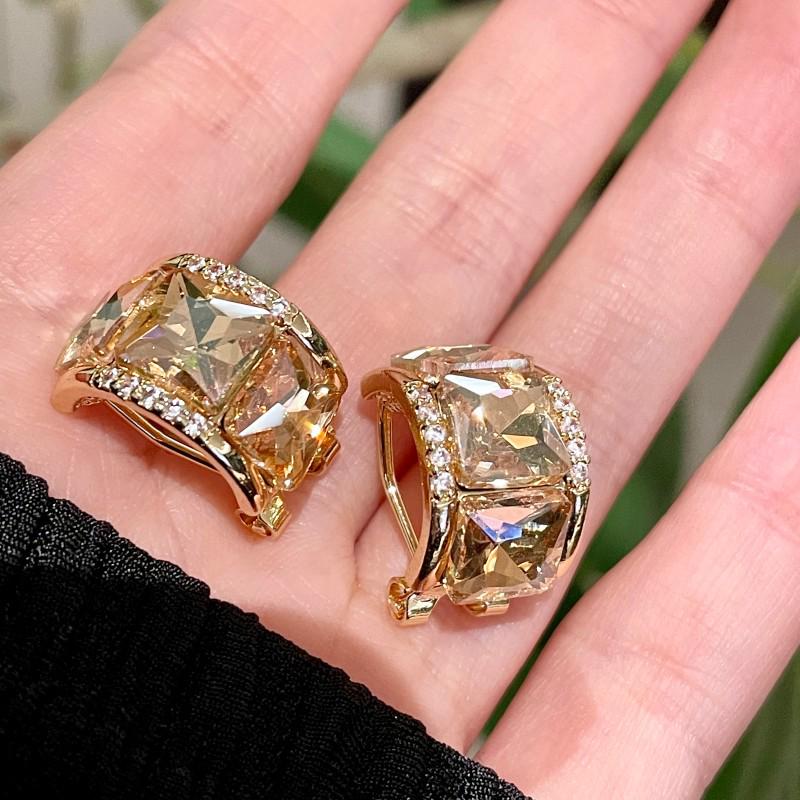 

Роскошные кристальные серьги-гвоздики квадратной формы с бриллиантами, в форме буквы С, для женщин