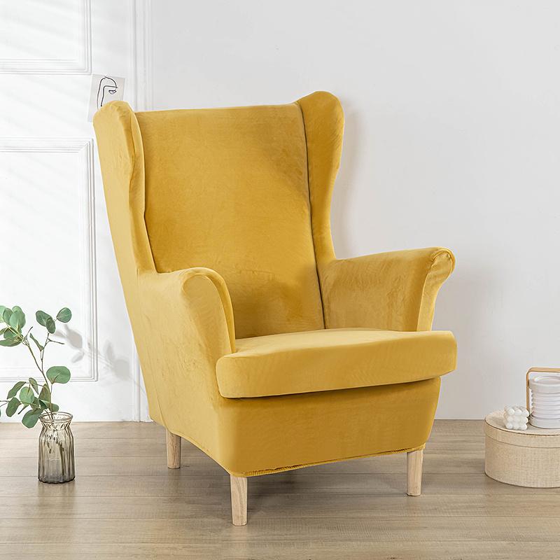 

velvet plush Wingback Chair Cover 2-Piece High Stretch Jacquard Fabric Wing Back Chair Slipcovers Furniture Cover