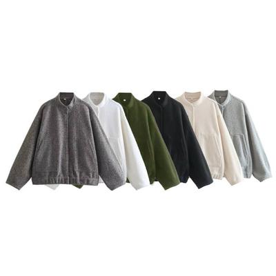 15 Colours Solid Colours Loose Casual Jacket Street Long Sleeve Standing Collar Concealed Button Jacket