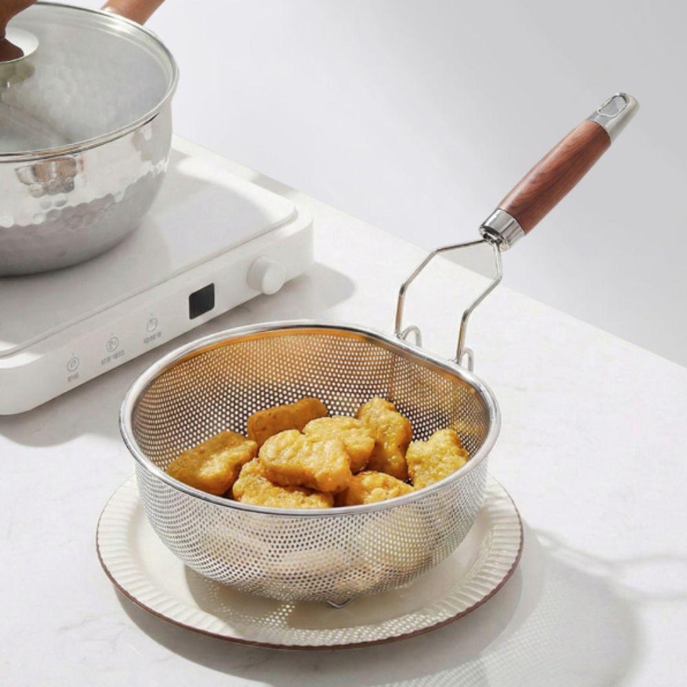 Wood Grain Wood 304 Stainless Steel Skimmer High Feet Kitchen Strainer Basket Soy Milk