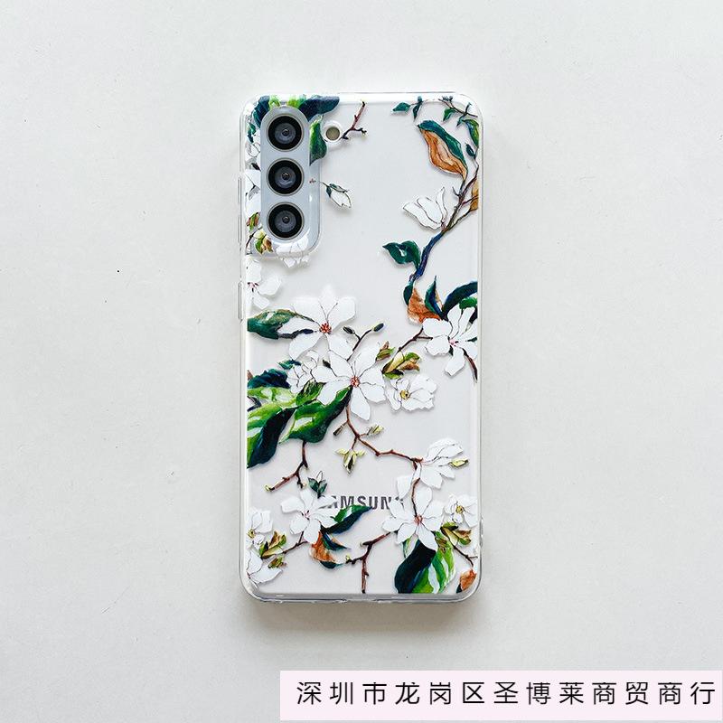Applicable To Samsung S25ultra Apple Iphone17 Ins Floral Retro Big Flower Mobile Phone Case Painted Protective Case