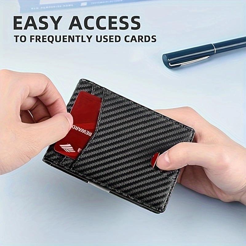 Minimalist Men's RFID Blocking Multi-functional Ultra-thin 12-card Wallet, Front Pocket Bi-fold Solid Color Portable Card Holder