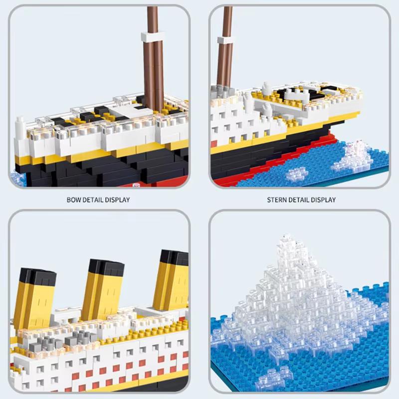 City Series Titanic Cruise Ship Building Blocks Model Boat Bricks Construction Toys for Boys Girls Kids Birthday Gift Home Decor