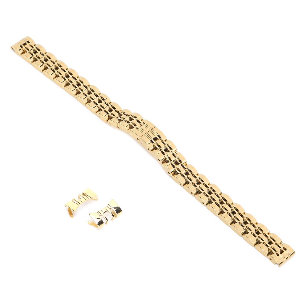 10mm AntiRust Stainless Steel Watch Strap Replacement Watch Band Strap Accessory for Watchmaker(Gold )