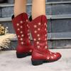 Fashionable Round Toe Thick Heel Color Matching Boots, Wear-resistant, Comfortable and Height-increasing Casual Women's Shoes