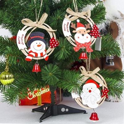 Creative Wooden Christmas Tree Hanging Bell Pendant Decoration Home Xmas