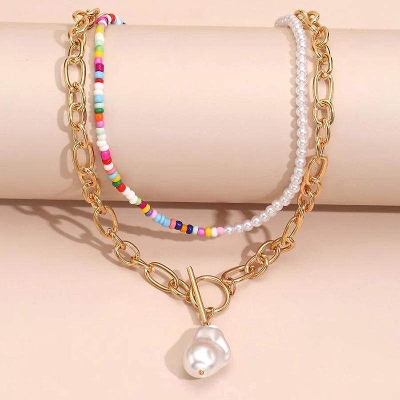 Multilevel Elegant Pearl Pendant Jewelry For Women Wedding Beads Pearl Chain Choker Necklaces N0278