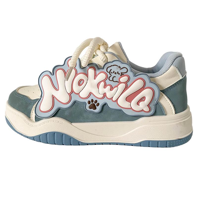 

B2203 латексная стелька/буквенный дизайн платформы хлебные туфли женские туфли весна 2025 новые повседневные белые туфли 35