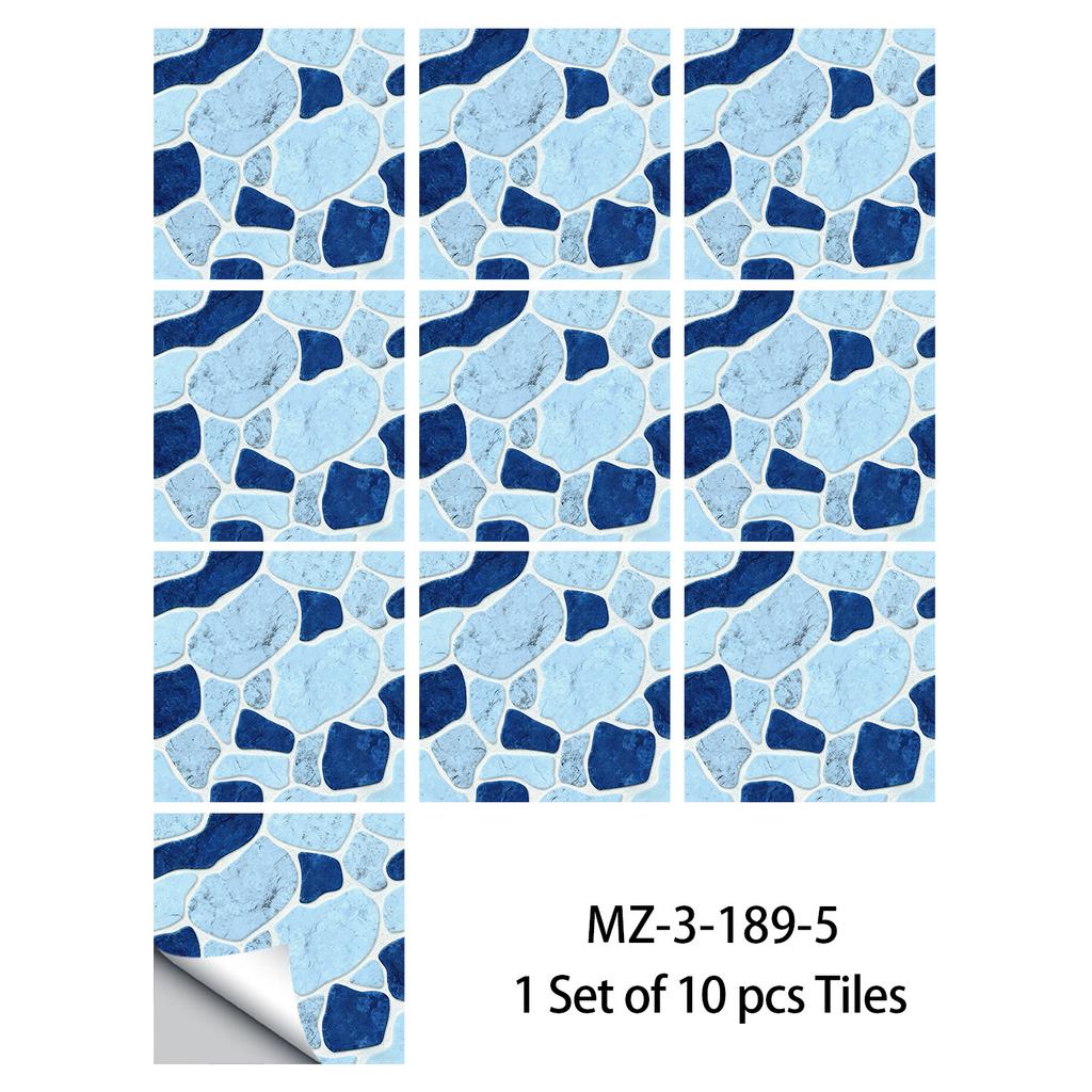 10Pcs  Cobblestone Tile Stickers - Modern Irregular Pebble Design Wall Decals - Waterproof Self-Adhesive PVC Mural for Kitchen Bathroom DIY Decor