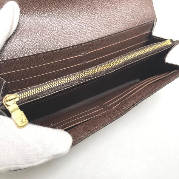 Louis Vuitton Damier Portefeiulle Sarah N63209 Long Wallet Purse Ebene Brown Used