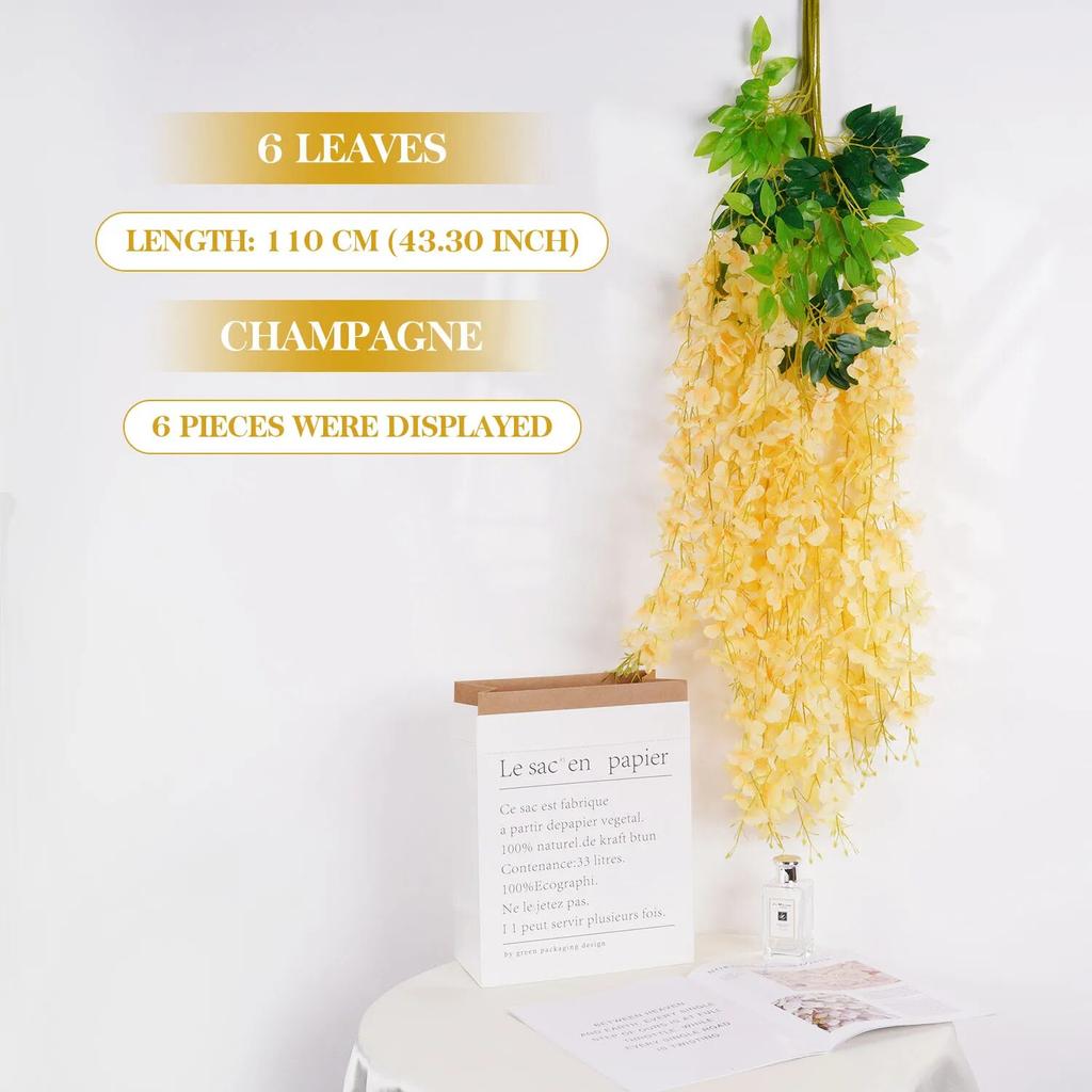 110cm Artificial Flower Vine Ivy Leaf Garland for Home Wall Plant Fake Wisteria Flower  Wedding Party Hotel Flower Arch Decor