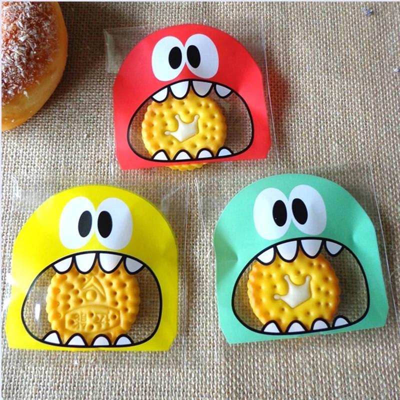 100Pcs/Pack Mini Transparent Plastic Bag OPP Self Adhesive Pouch for Birthday Party Candy Packaging Bag Candy Cookie Gift Bag