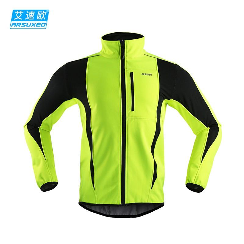 ARSUXEO Veste de cyclisme d'hiver coupe-vent doublée polaire 3 couches pour homme Vêtement d'extérieur chaud pour le sport en extérieur