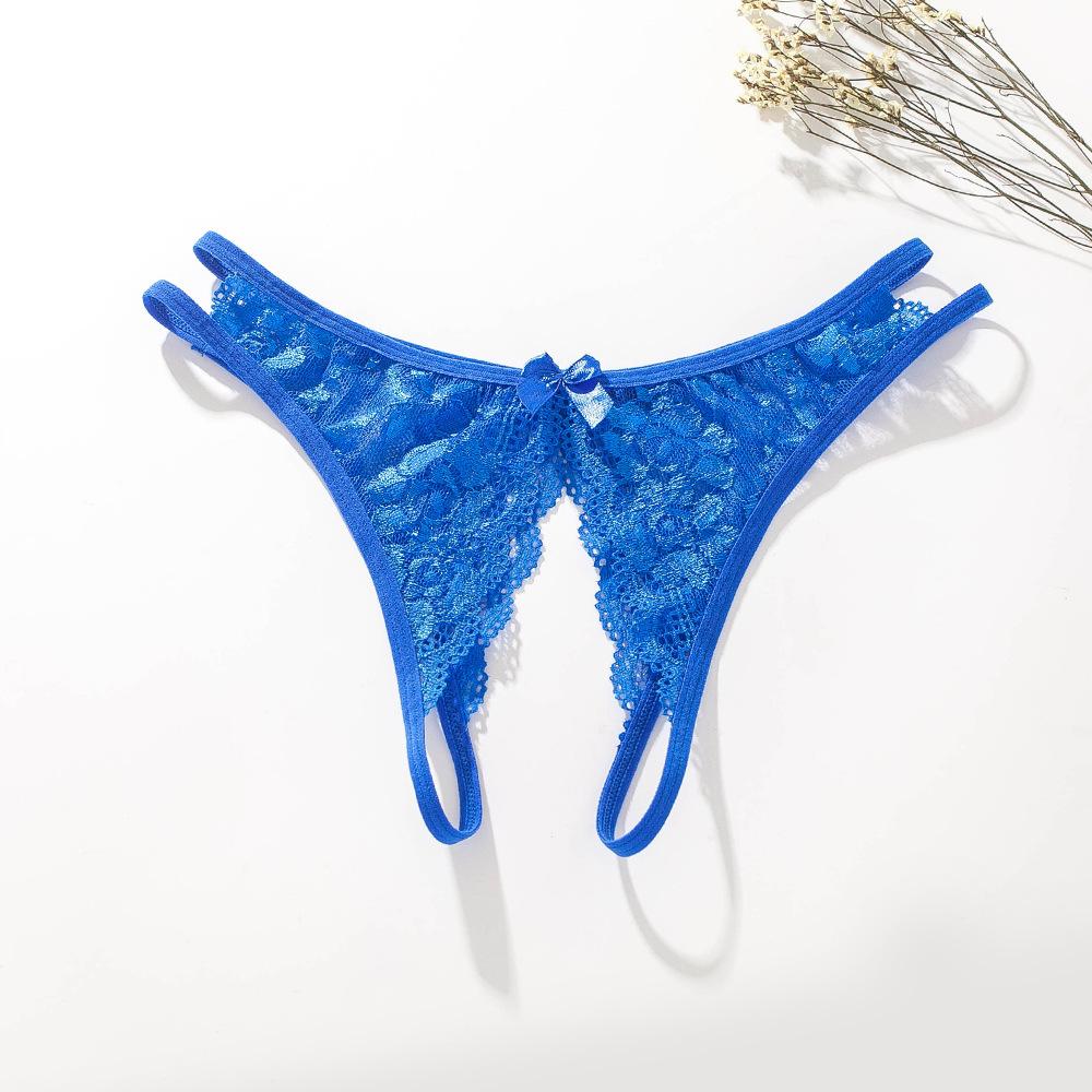 Women Sexy Lace Open Crotch Briefs Ladies Low Waist G-String Sex Game Pantie Underwear